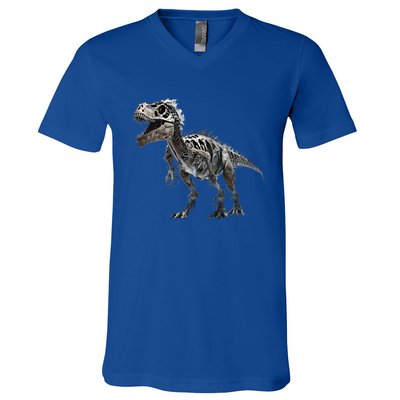 TRex Skeleton Dino Bones Paleontologist Fossil Dinosaur Great Gift V-Neck T-Shirt