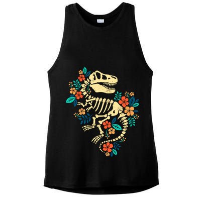 Trex Skeleton Dino Bones Paleontologist Fossil Dinosaur Ladies PosiCharge Tri-Blend Wicking Tank