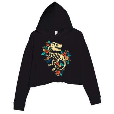 Trex Skeleton Dino Bones Paleontologist Fossil Dinosaur Crop Fleece Hoodie