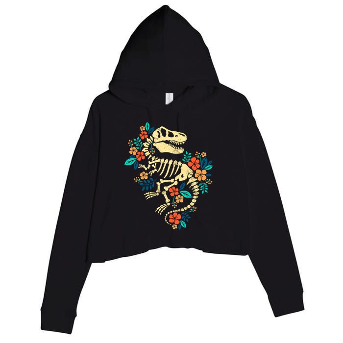 Trex Skeleton Dino Bones Paleontologist Fossil Dinosaur Crop Fleece Hoodie