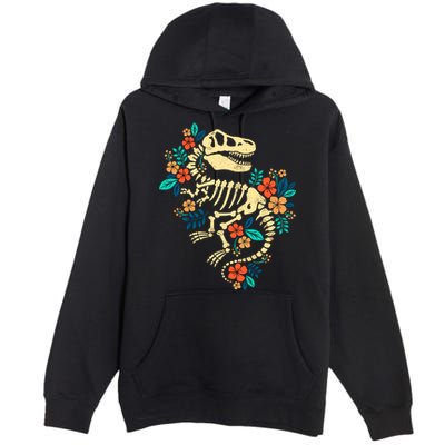 Trex Skeleton Dino Bones Paleontologist Fossil Dinosaur Premium Pullover Hoodie