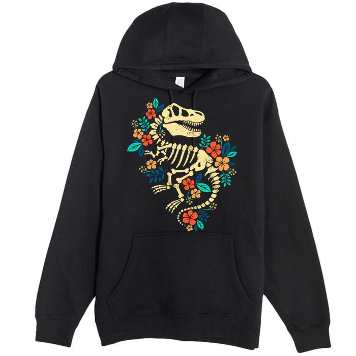 Trex Skeleton Dino Bones Paleontologist Fossil Dinosaur Premium Pullover Hoodie