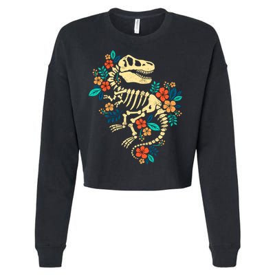 Trex Skeleton Dino Bones Paleontologist Fossil Dinosaur Cropped Pullover Crew