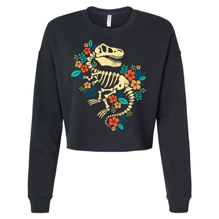 Trex Skeleton Dino Bones Paleontologist Fossil Dinosaur Cropped Pullover Crew