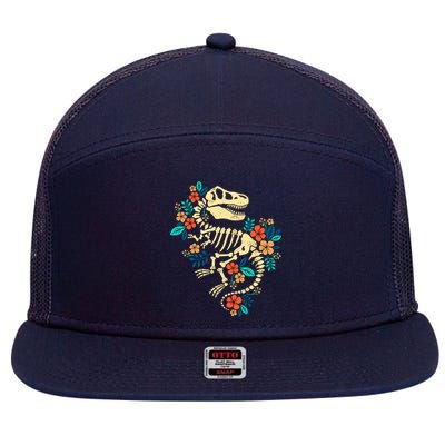 Trex Skeleton Dino Bones Paleontologist Fossil Dinosaur 7 Panel Mesh Trucker Snapback Hat