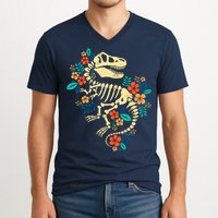 Trex Skeleton Dino Bones Paleontologist Fossil Dinosaur V-Neck T-Shirt