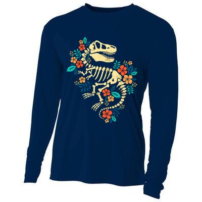 Trex Skeleton Dino Bones Paleontologist Fossil Dinosaur Cooling Performance Long Sleeve Crew