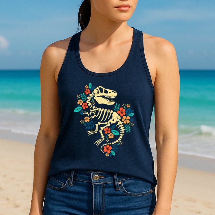 Trex Skeleton Dino Bones Paleontologist Fossil Dinosaur Womens Tank Top