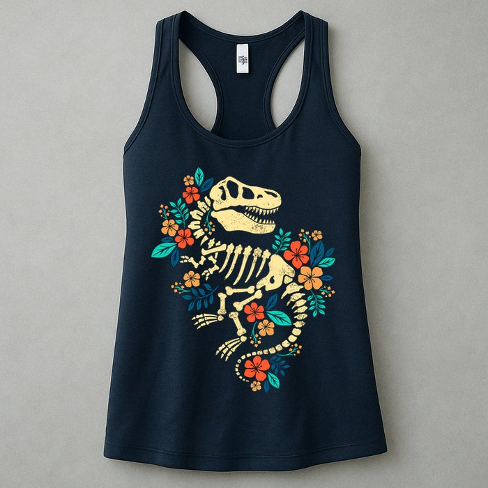 Trex Skeleton Dino Bones Paleontologist Fossil Dinosaur Womens Tank Top