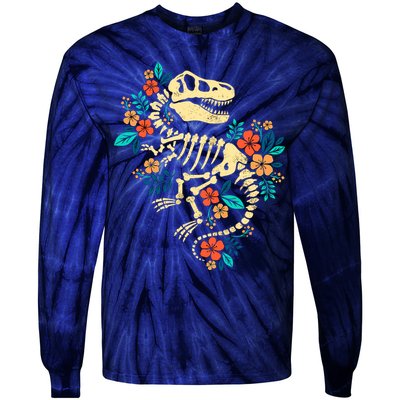 Trex Skeleton Dino Bones Paleontologist Fossil Dinosaur Tie-Dye Long Sleeve Shirt