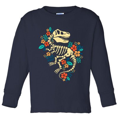 Trex Skeleton Dino Bones Paleontologist Fossil Dinosaur Toddler Long Sleeve Shirt