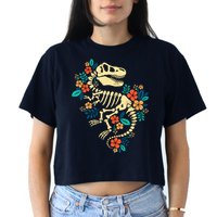 Trex Skeleton Dino Bones Paleontologist Fossil Dinosaur Crop Top