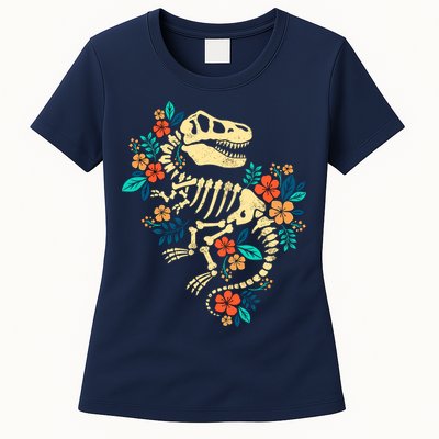 Trex Skeleton Dino Bones Paleontologist Fossil Dinosaur Womens T-Shirt
