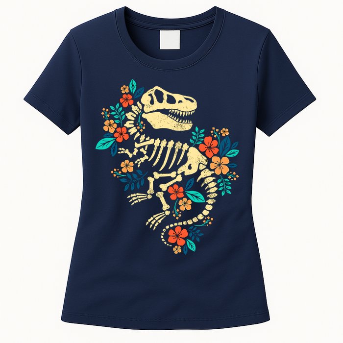 Trex Skeleton Dino Bones Paleontologist Fossil Dinosaur Womens T-Shirt
