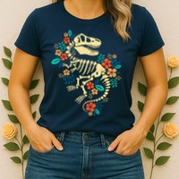 Trex Skeleton Dino Bones Paleontologist Fossil Dinosaur Womens T-Shirt