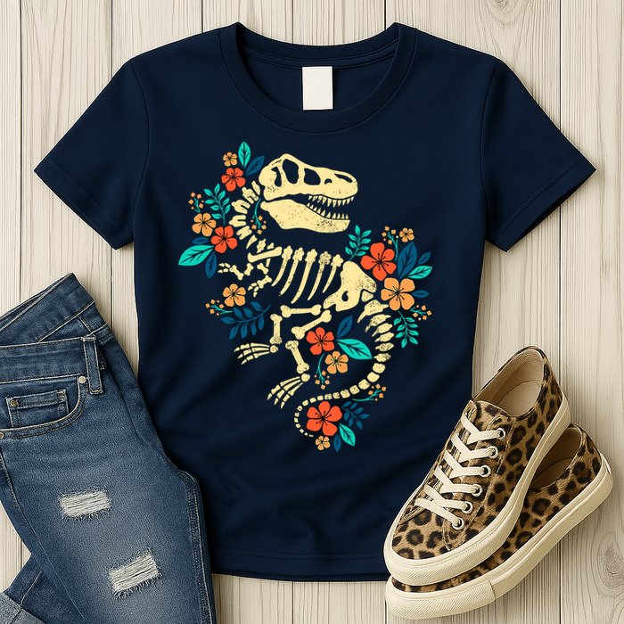 Trex Skeleton Dino Bones Paleontologist Fossil Dinosaur Womens T-Shirt