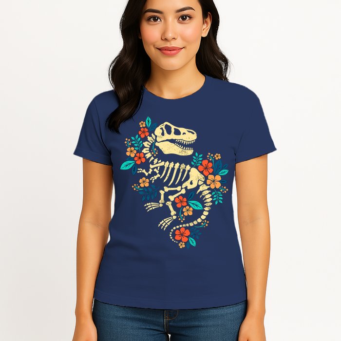 Trex Skeleton Dino Bones Paleontologist Fossil Dinosaur Womens T-Shirt