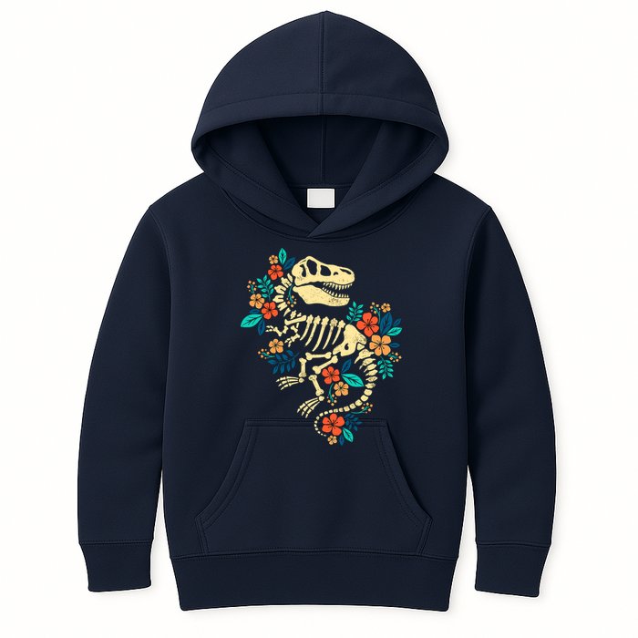 Trex Skeleton Dino Bones Paleontologist Fossil Dinosaur Kids Hoodie