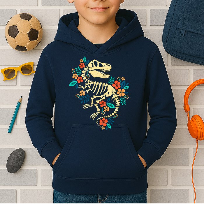 Trex Skeleton Dino Bones Paleontologist Fossil Dinosaur Kids Hoodie