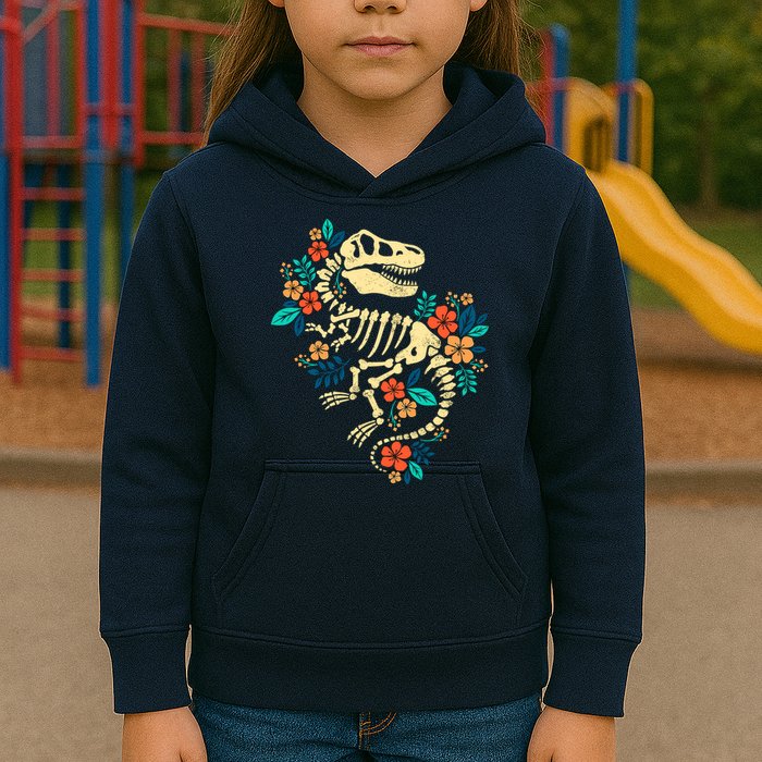Trex Skeleton Dino Bones Paleontologist Fossil Dinosaur Kids Hoodie
