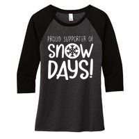 Teacher Snow Days Women's Tri-Blend 3/4-Sleeve Raglan Shirt