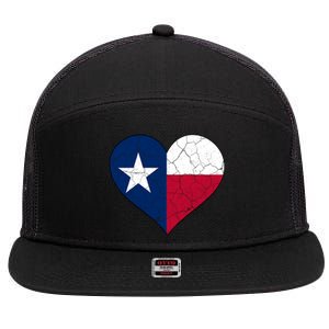 Texas Strong Distressed Heart 7 Panel Mesh Trucker Snapback Hat