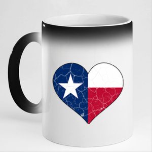 Texas Strong Distressed Heart 11oz Black Color Changing Mug