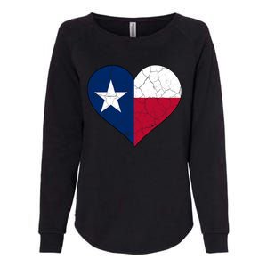 Texas Strong Distressed Heart Womens California Wash Sweatshirt