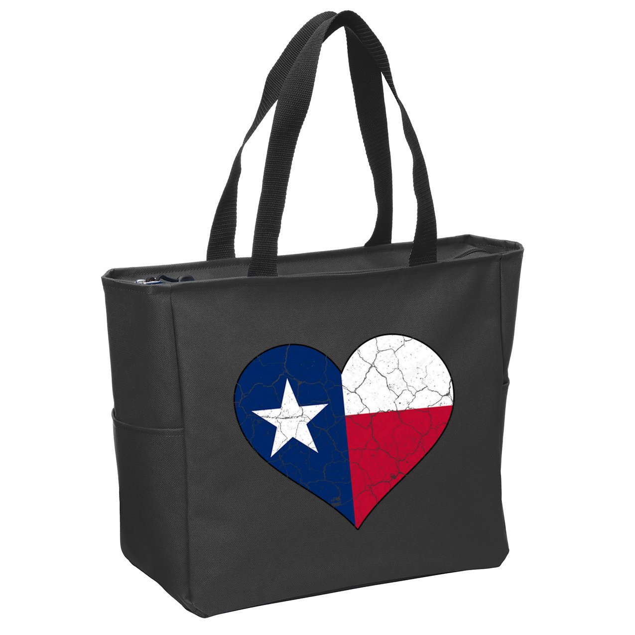 Texas Strong Distressed Heart Zip Tote Bag