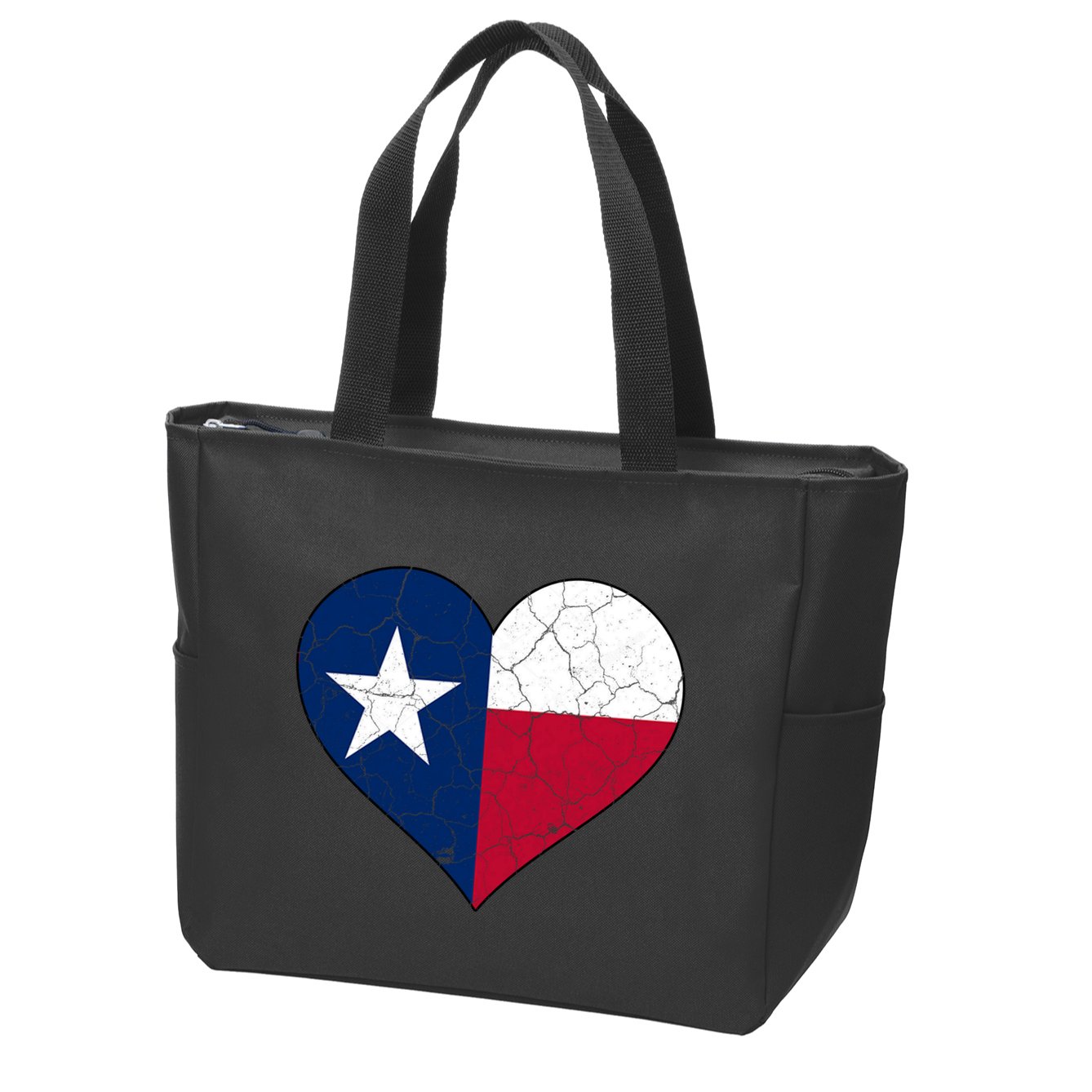 Texas Strong Distressed Heart Zip Tote Bag