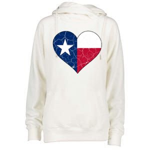 Texas Strong Distressed Heart Womens Funnel Neck Pullover Hood