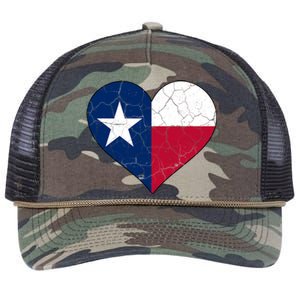 Texas Strong Distressed Heart Retro Rope Trucker Hat Cap