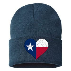 Texas Strong Distressed Heart Sustainable Knit Beanie