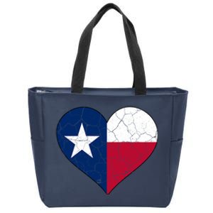 Texas Strong Distressed Heart Zip Tote Bag