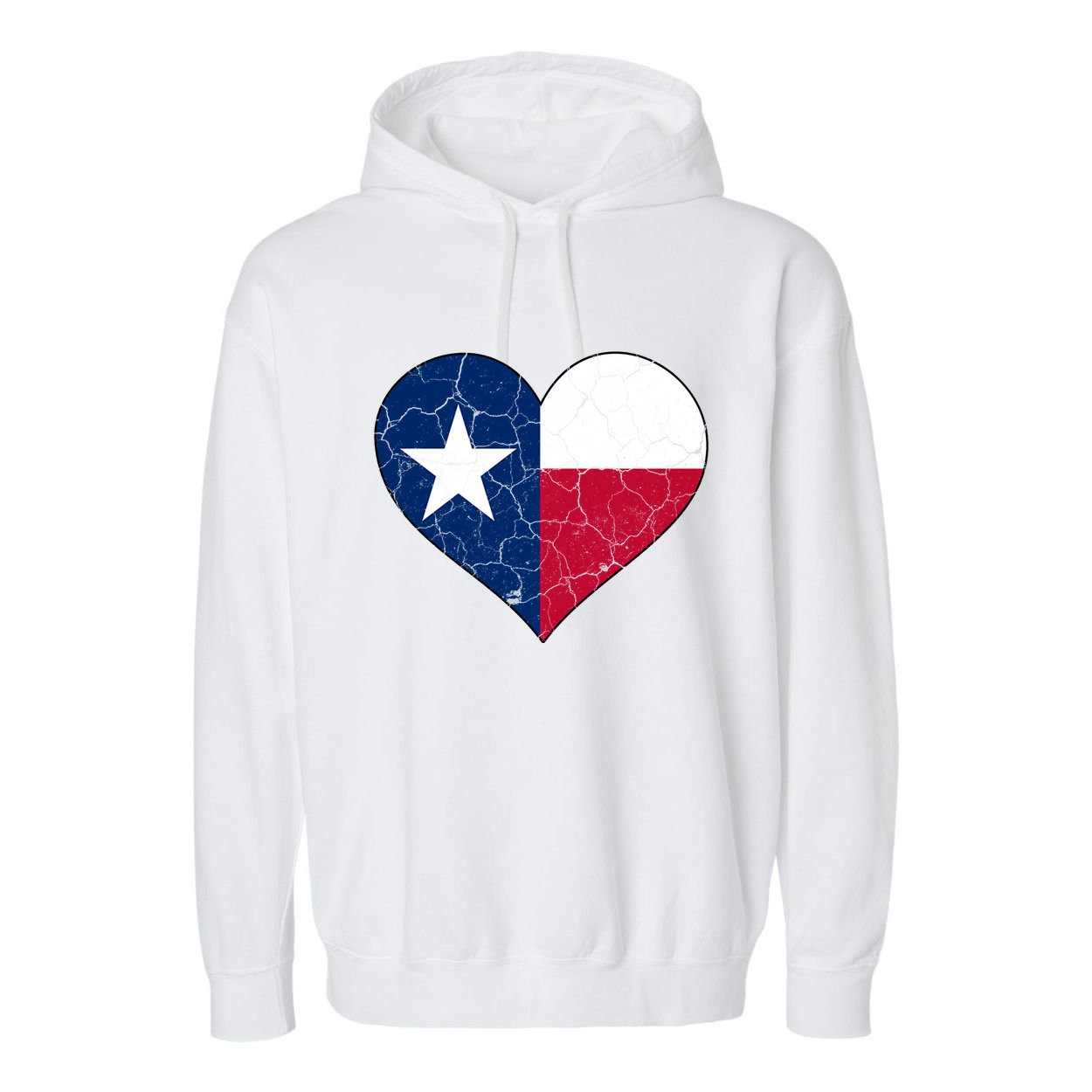 Texas Strong Distressed Heart Garment-Dyed Fleece Hoodie