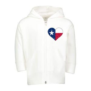 Texas Strong Distressed Heart Toddler Zip Fleece Hoodie