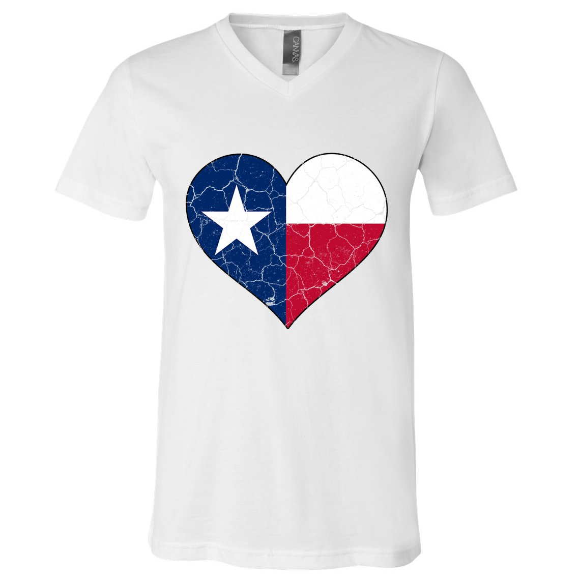 Texas Strong Distressed Heart V-Neck T-Shirt