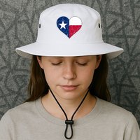 Texas Strong Distressed Heart Bucket Hat