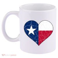 Texas Strong Distressed Heart 11oz C Handle Ceramic Mug