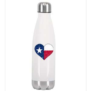 Texas Strong Distressed Heart Stainless Steel Insulated Water Bottle