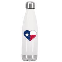 Texas Strong Distressed Heart Stainless Steel Insulated Water Bottle