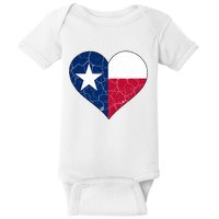 Texas Strong Distressed Heart Baby Bodysuit