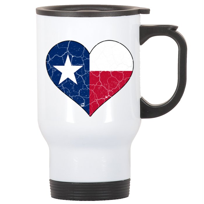 Texas Strong Distressed Heart Stainless Steel Travel Mug