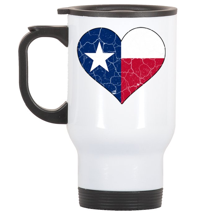 Texas Strong Distressed Heart Stainless Steel Travel Mug