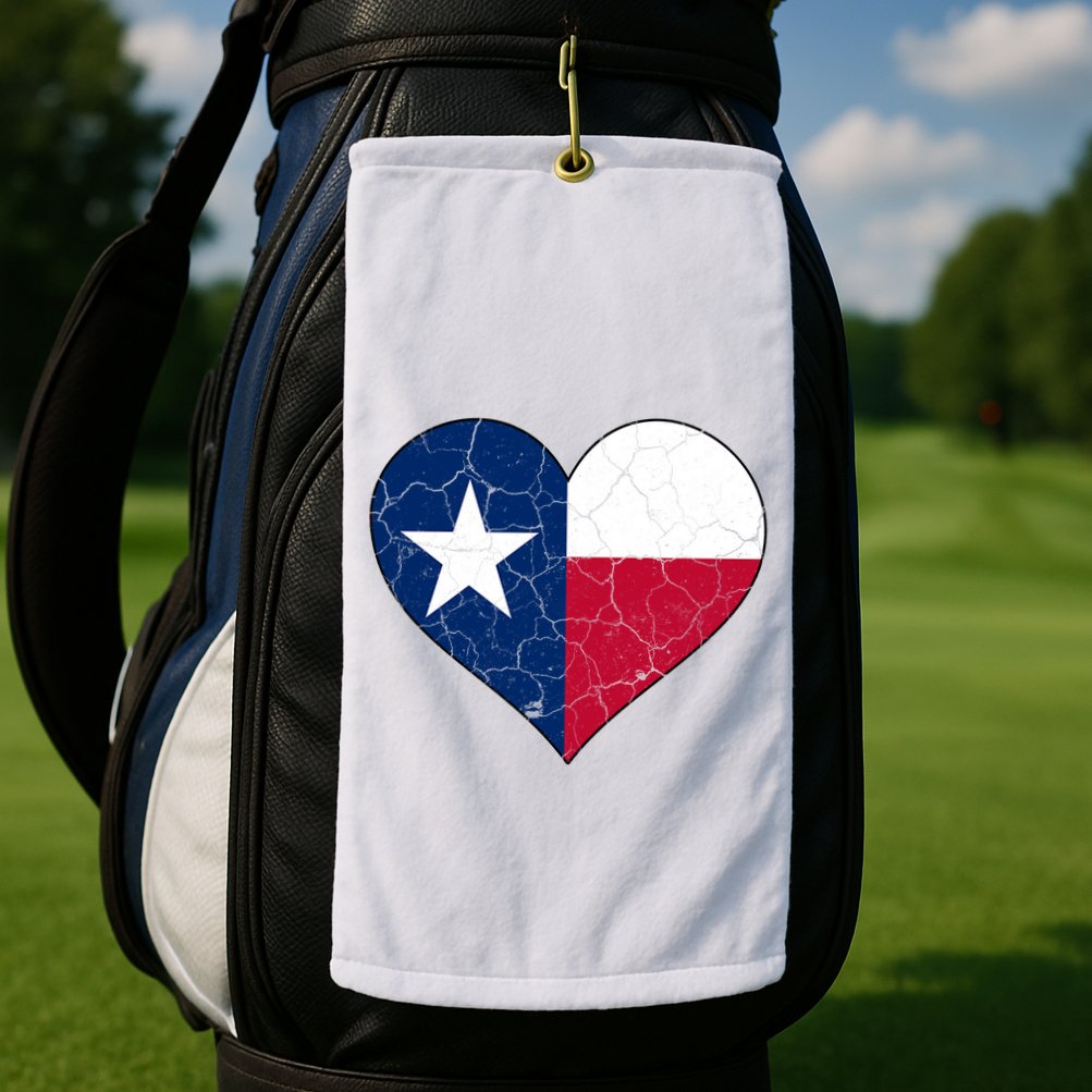 Texas Strong Distressed Heart Golf Towel