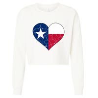 Texas Strong Distressed Heart Cropped Pullover Crew