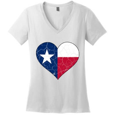 Texas Strong Distressed Heart Women's V-Neck T-Shirt