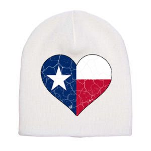 Texas Strong Distressed Heart Short Acrylic Beanie