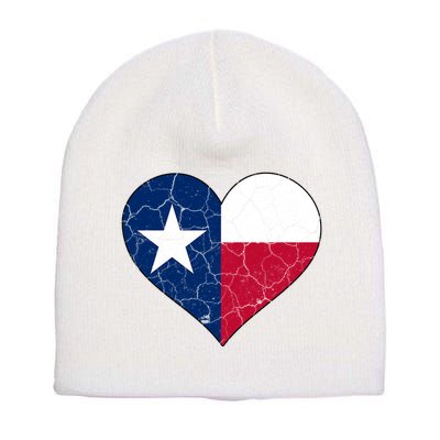 Texas Strong Distressed Heart Short Acrylic Beanie