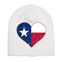 Texas Strong Distressed Heart Short Acrylic Beanie